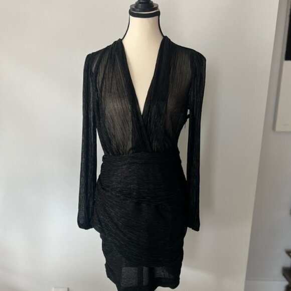 Maje Sequin Black Sheer Ddress - Picture 7 of 13
